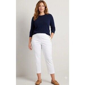 Zac & Rachel Capris White Flat Front Gold Buttons Sailor Preppy Size 12